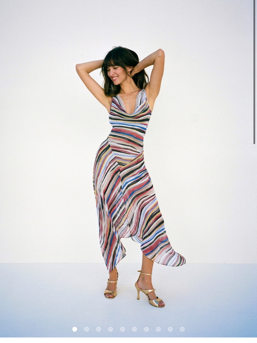 Realisation Par Cora Mirage Multicolor Striped Cowl-Neck Maxi Dress